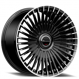22" Staggered Giovanna Wheels Tulum Gloss Black with Machined Tips Floating Cap Rims
