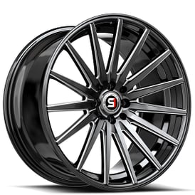 18" Staggered SPEC-1 Wheels SP-69 Gloss Black with Milled Rims 