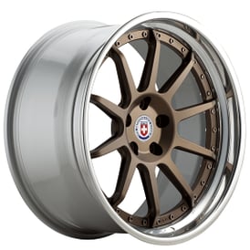 22" HRE Wheels C103 Satin Bronze Center with Polished Clear Outer and Gloss Silver Inner Forged Rims