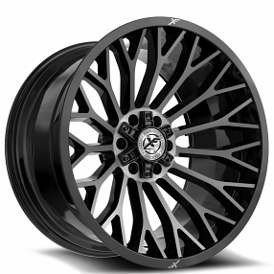 22" XF Off-Road Wheels XF-237 Gloss Black with Brushed Double Dark Tint Rims 