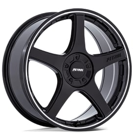 17" Petrol Wheels PE003 P2E Gloss Black with Machined Lip Rims