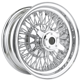 15x7" LA Wire Wheels Standard 72-Spoke Cross Lace Chrome with Chrome Heavy Duty Knock-Off Rims