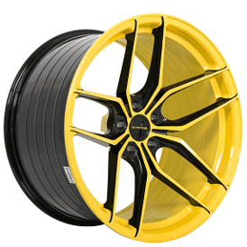 19/20" Staggered Stance Wheels SF03 Custom Gloss Black with Yellow Corvette Flow Formed Rims  