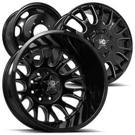 20" Luxxx HD Wheels LHD34 Dually Gloss Black Milled Off-Road Rims