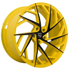 20" Renzo Wheels Mugello Custom Yellow with Gloss Black Accents Rims