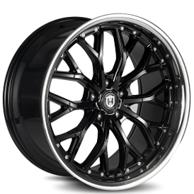 20" Curva Wheels CFF76 Gloss Black with SS Lip Flow Forged Rims