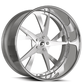 20" Forgiato Wheels S221 Brushed Silver Face with Chrome Lip Forged Rims 