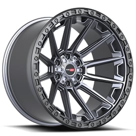17" Vortek Off-Road VRT-601 Spartan Matte Titanium with Black Bead Ring Rims   