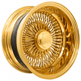 14x7" LA Wire Wheels Reverse 100-Spoke Straight Lace American Gold Plating Rims