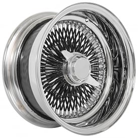 14x7" LA Wire Wheels Reverse 100-Spoke Straight Lace Chrome with Black Spoke Rims