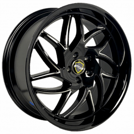 20" Elegance Wheels Magic Gloss Black Milled with Gloss Black Lip Rims