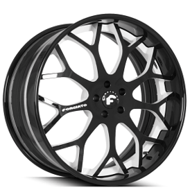 24" Forgiato Wheels Drea 2-Tone Black and White Faced with Black Lip Forged Rims 