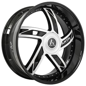 22" Artis Wheels Vestavia XL Custom Gloss Black with Machined Face Rims  