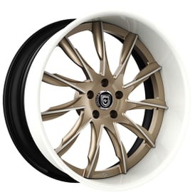 26" Lexani Forged Wheels LF-747 Viper Satin Champagne Gold Face with White Accents and Lip Rims