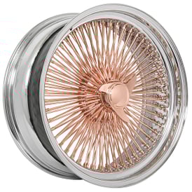 20x8" LA Wire Wheels Standard 150-Spoke Straight Lace Chrome with Rose Gold Center Rims