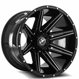 20" XF Off-Road Wheels XF-220 Gloss Black Milled Rims 