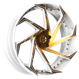 21" Lexani Forged Wheels LZ-117 Gloss White with Gold Accents Rims