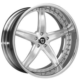 24" Lexani Forged Wheels LF-705 Brushed Silver Face with Chrome Lip Rims