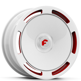 22" Forgiato Wheels Blank-RA-M Gloss White with Red Accents XL Floating Caps Forged Rims 