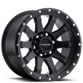 20" Raceline Wheels 934B Clutch Satin Black with Black Simulated Beadlock Off-Road Rims 
