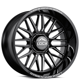 20" Lock Off-Road Wheels X-Treme Apex Gloss Black Milled Rims