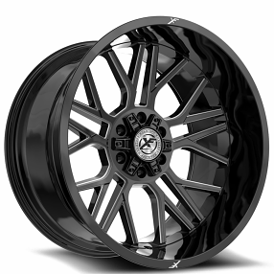 22" XF Off-Road Wheels XF-235 Gloss Black Milled Rims 