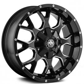 17" Mayhem Wheels 8015 Warrior Black with Milled Spokes Crossover Rims