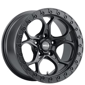 20" Weld Off-Road Wheels Ledge W108 Satin Black with Satin Black Ring Rotary Forged Rims