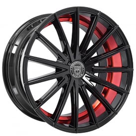 20" Staggered Lexani Wheels Pegasus Gloss Black with Red Tint Accent Rims 