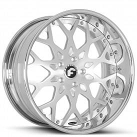20" Forgiato Wheels Torino Brushed Silver with Chrome Lip Forged Rims