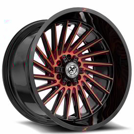 20" XF Off-Road Wheels XF-239 Gloss Black with Red Machined Rims   