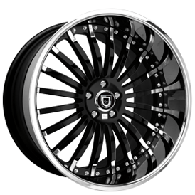19" Lexani Forged Wheels  LF-714 Gloss Black with Chrome Accents Face and Lip Rims