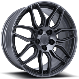 20" Corvette C8 Z06 Wheels FR 401F Satin Titanium Grey Machine Face with Dark Clear Coat Flow Formed OEM Replica Rims 