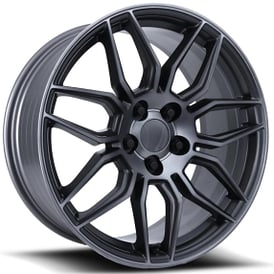 19/20" Staggered Corvette C8 Z06 Wheels FR 401F Satin Titanium Grey Machine Face with Dark Clear Coat Flow Formed OEM Replica Rims