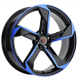 18" Revolution Racing Wheels RR20 Black with Blue Face Rims