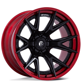 22" Fuel Wheels FC402 Catalyst Matte Black with Candy Red Lip 6-Lug Off-Road Fusion Forged Rims