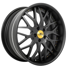 19" AC Forged Wheels ACF701 Matte Black with Gold Center Cap and Hardware Three Piece Rims