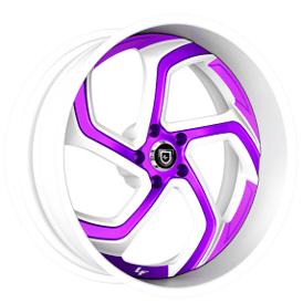 20" Staggered Lexani Forged Wheels LF-761 Swift White with Candy Purple Accents Rims