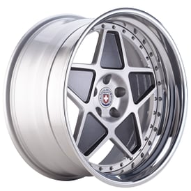 21" Staggered HRE Wheels 505 Brushed Clear with Gloss Charcoal Center and Polished Clear Outer and Gloss Silver Inner Forged Rims