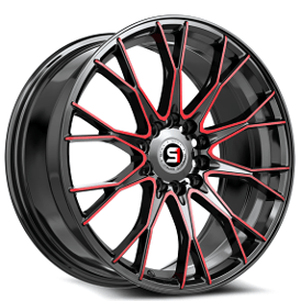 18" SPEC-1 Wheels SP-59 Gloss Black with Red Machined Rims 