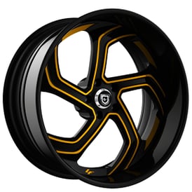 22" Staggered Lexani Forged Wheels LF-761 Swift Black with Brushed Gold Accents Rims