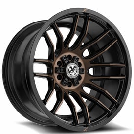 20" XF Off-Road Wheels XF-232 Satin Black with Bronze Machined Double Dark Tint Rims 