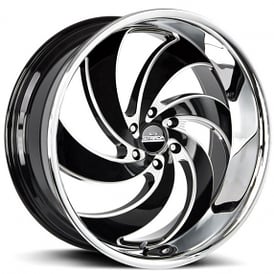 26" Strada Wheels Retro 6 Gloss Black Milled with SS Lip Rims 