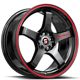 18" Staggered SPEC-1 Wheels SPT-31 Gloss Black with Red Line Rims 
