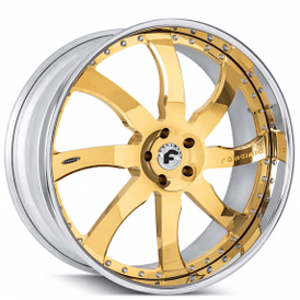 20" Forgiato Wheels Quattresimo Gold over Chrome with Chrome Lip Forged Rims 
