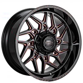 20" Impact Off-Road Wheels 829 Gloss Black with Red Milled Rims