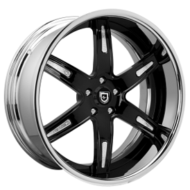 26" Lexani Forged Wheels LF-725 Aqua Gloss Black with Crystal Inserts and Chrome Lip Rims