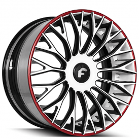 22" Forgiato Wheels NB6-ECL 2-Tone Gloss White with Black Accents and Red Stripe XL Floating Cap Forged Rims