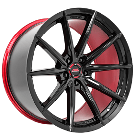 20" Renzo Wheels Forgedlite RFL10 Gloss Black with Custom Red Inner and Cap Flow Formed Rims 