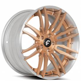 21" Forgiato Wheels Sedici-ECL Brushed Rose Bronze Face with Silver Lip Forged Rims 